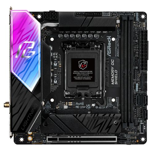 ASRock B860I Lightning WiFi Mini ITX Motherboard - LGA1851 DDR5 TB4 ASRock B860I Lightning WiFi Mini ITX Motherboard - LGA1851 DDR5 TB4